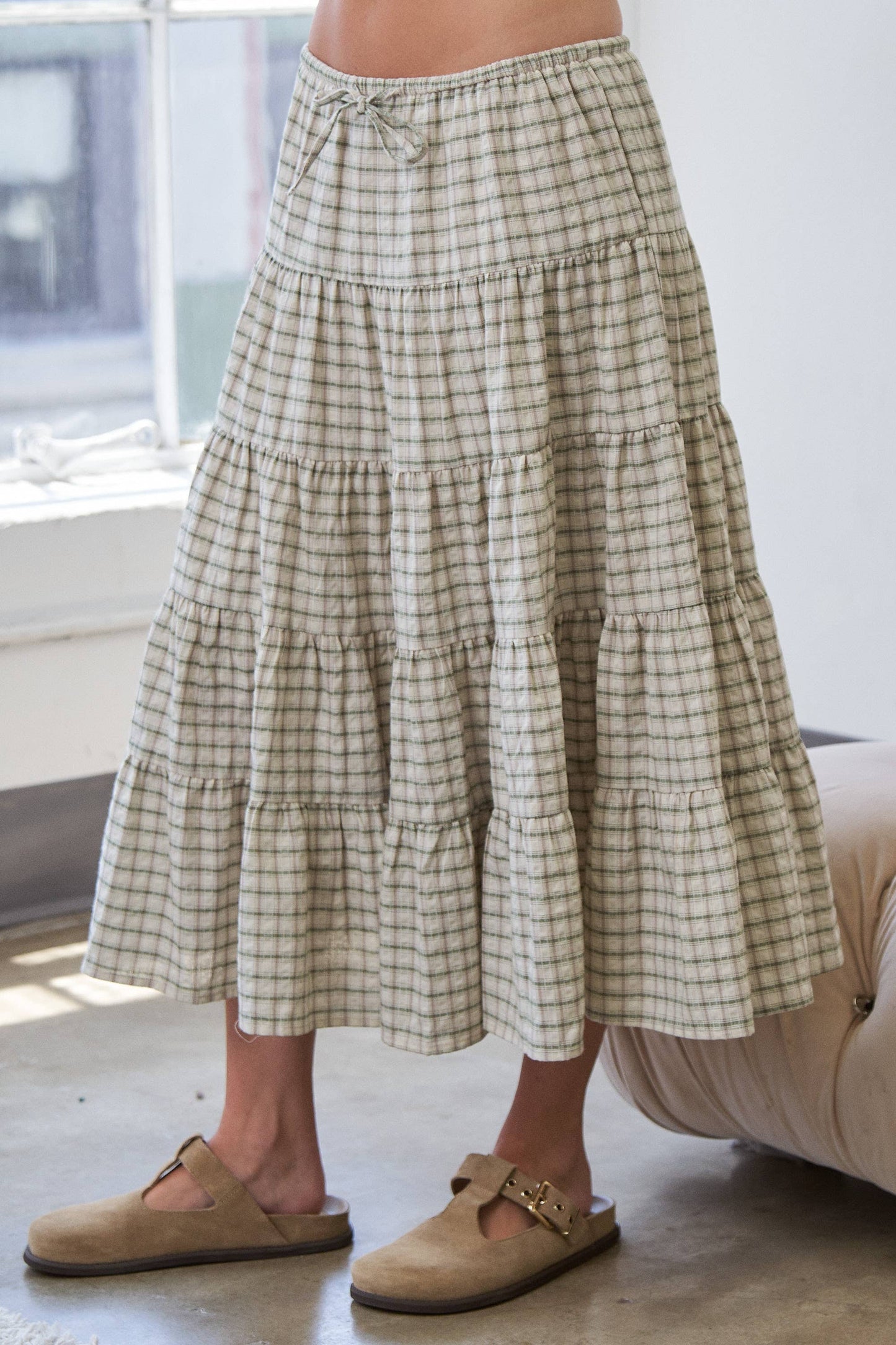 Tiered Plaid Skirt