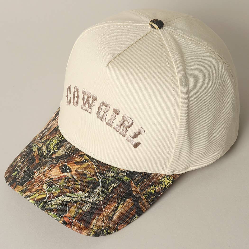COWGIRL Embroidery Camo Two-Tone Cap