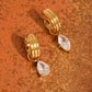 Saffron 18K Gold Non-Tarnish Teardrop CZ Mismatch Earrings