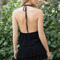 VIERA Gauze Deep Cowl Neck Stud Halter Top