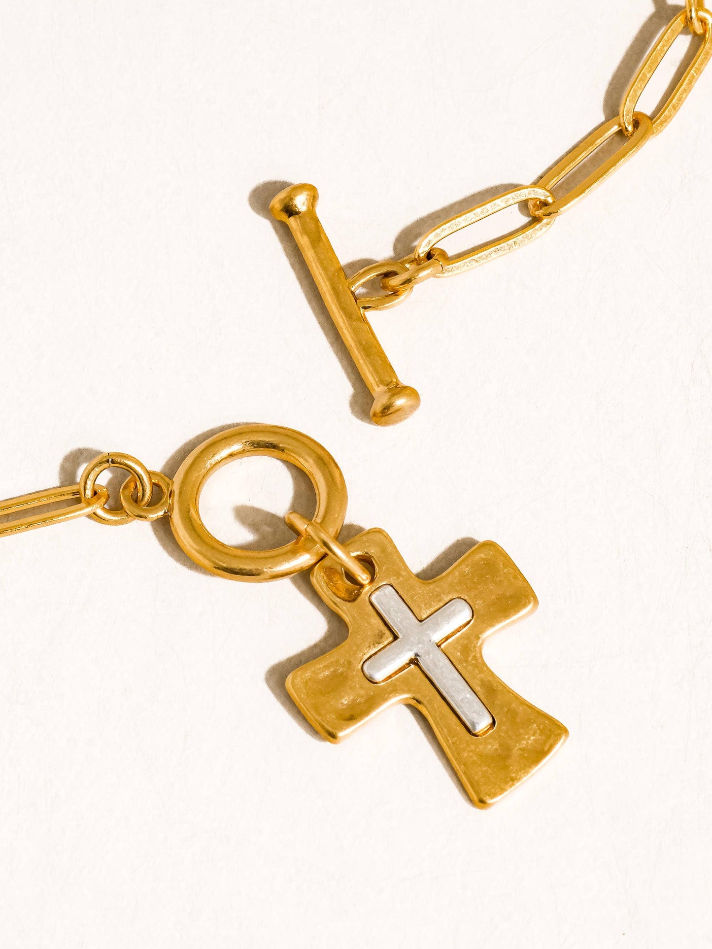 Royale 18K Gold Vintage Cross Small Chain Necklace