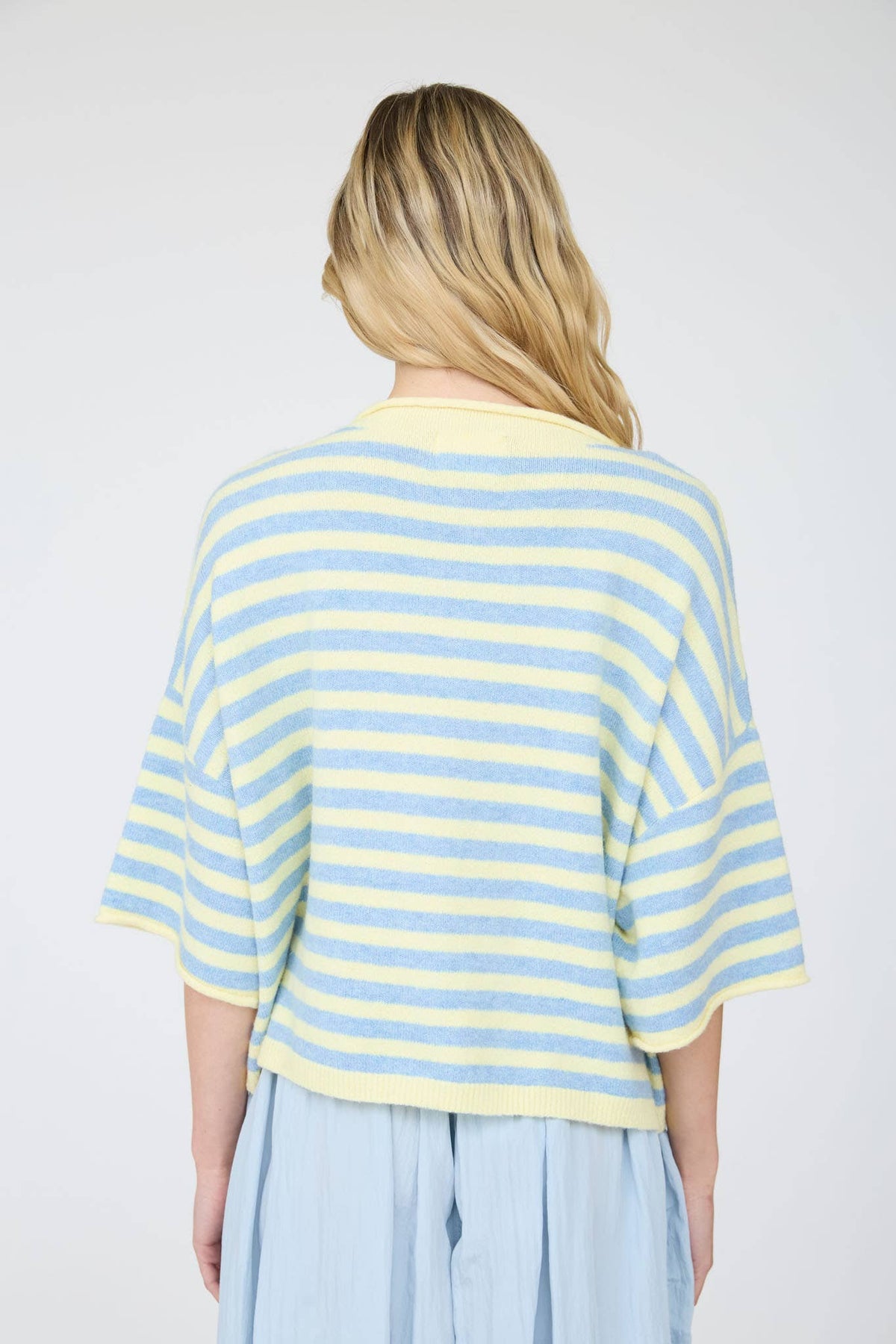 Leah Striped Short Sleeve Cardigan