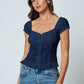 TEXTURE RUFFLE BUTTON DOWN TOP