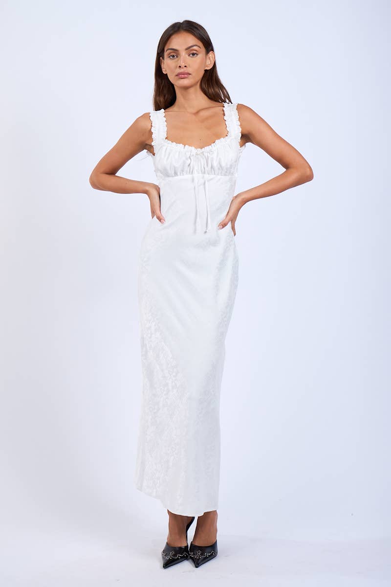 Satin Ruched Bust Sleeveless Open Back
