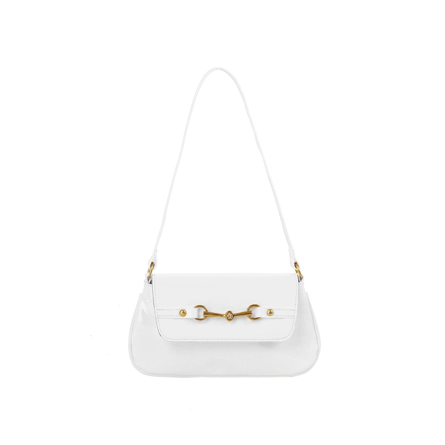 Latch Accent Glossy Leather Hand Bag