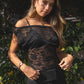 Lace Off The Shoulder Soft Draped Fit Top