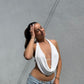 Open Back Halter Cowl Neck Top