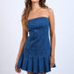 Denim Pleated Mini Dress