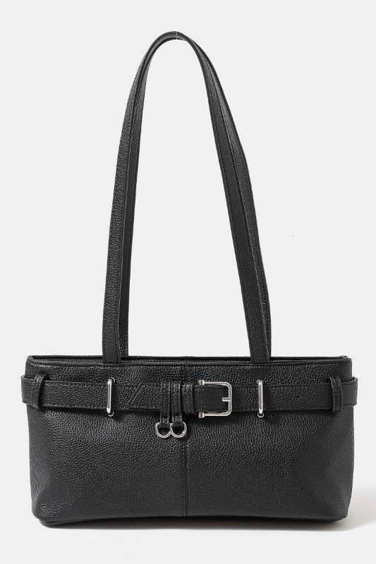 Belt Strap Textured Leather Hand Bag