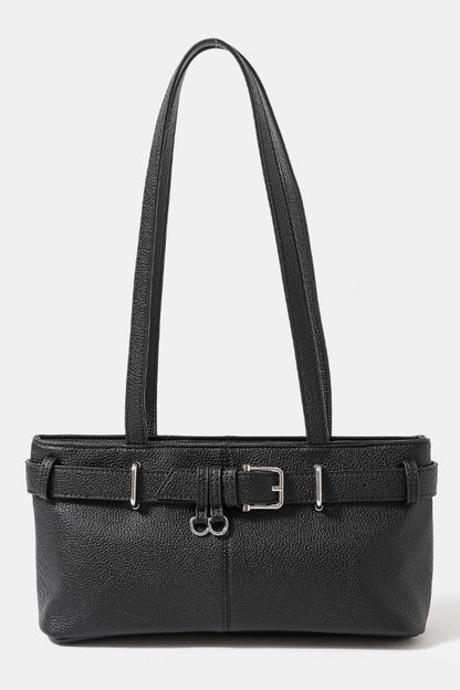 Belt Strap Textured Leather Hand Bag