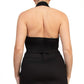 Halter Neck Zip-Up Slit Crop Top