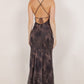 Animal Print Lace Contract Open Back Maxi Dress