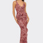 Ruffle Trim Slit Front Maxi Dress
