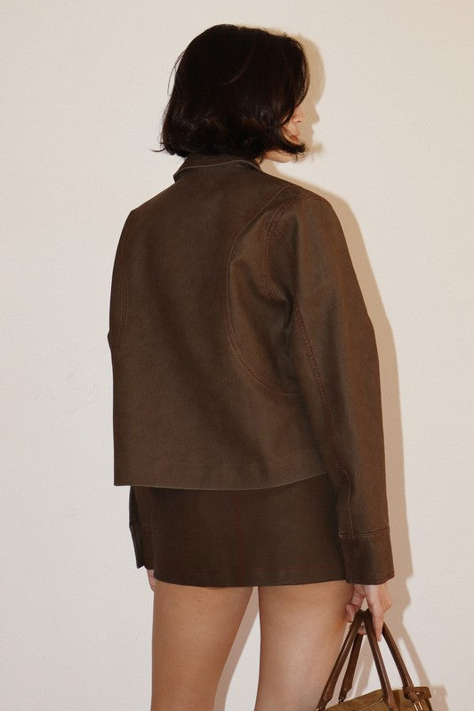 Contrast Stitch Collar Jacket