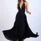 Halter Plunging V-Neck Maxi Dress