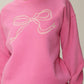 Pink Ribbon Embroidery Sweatshirt