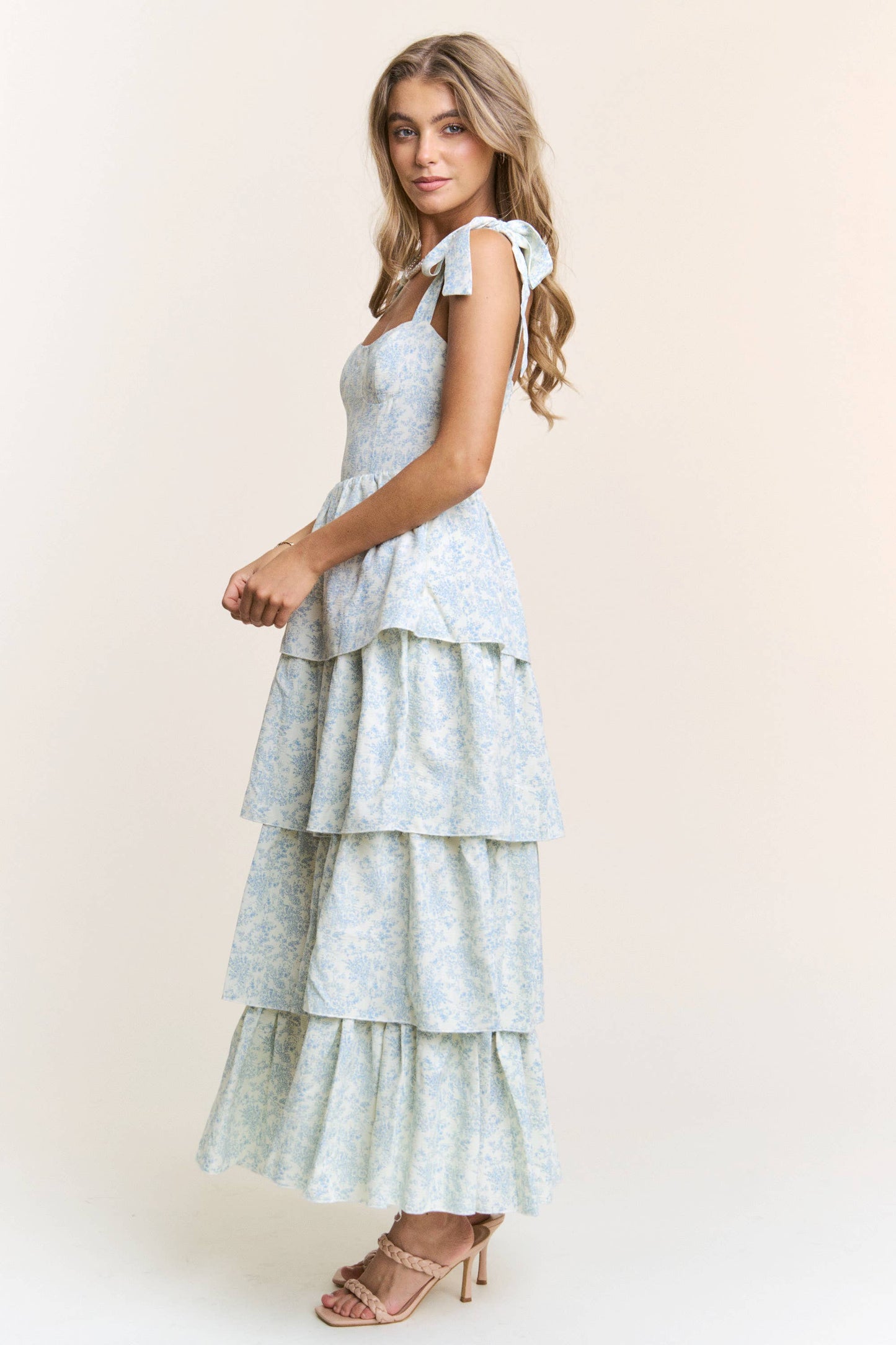 Floral Print Tiered Midi Dress