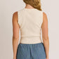 Sleeveless Round Neck Button Down Ripped Sweater Top