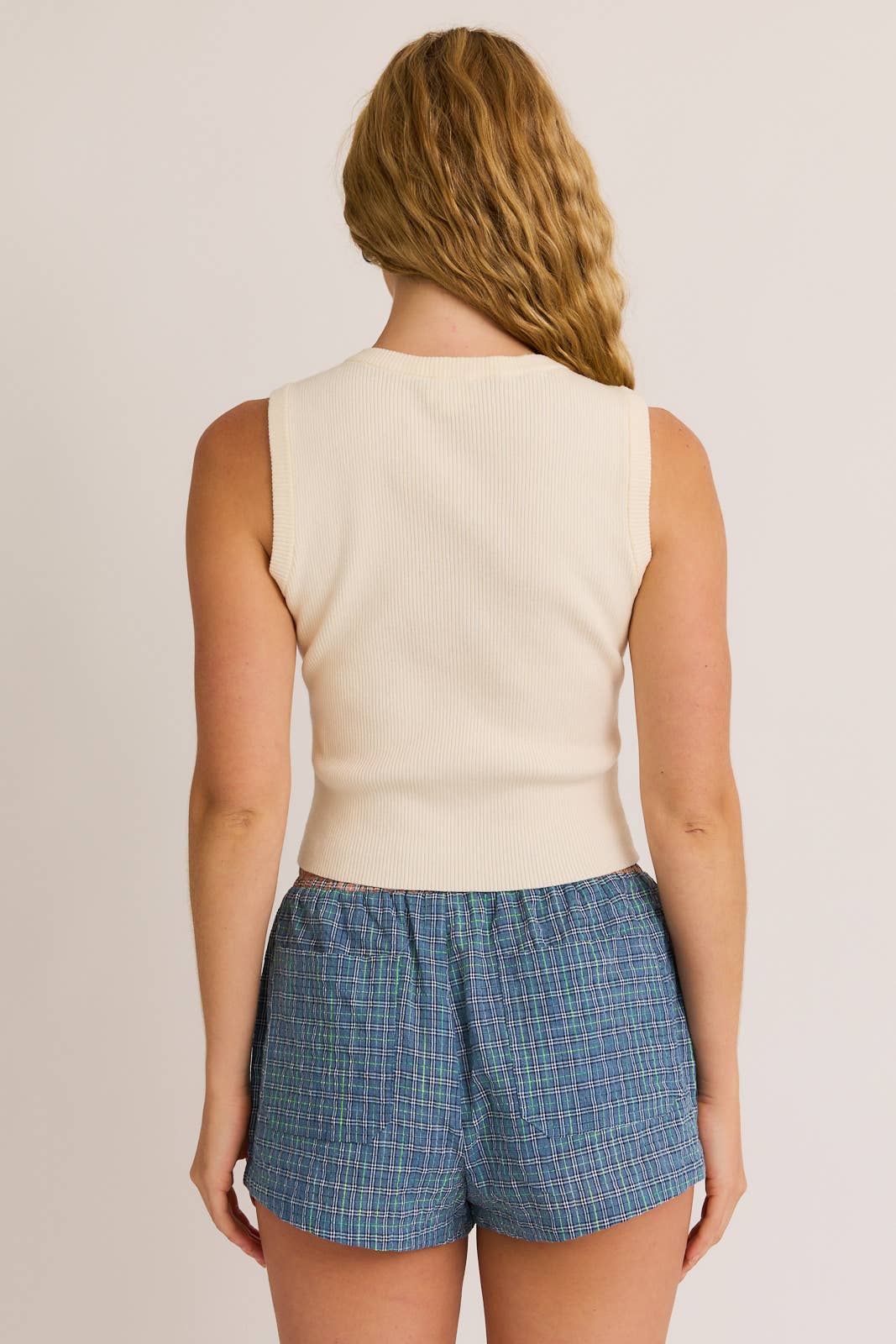 Sleeveless Round Neck Button Down Ripped Sweater Top