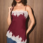 Lace Trim Burgundy Top