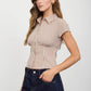 GINGHAM COLLARED SHORT SLEEVE TOP