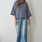 Knit Sweater Striped Quarter Sleeve Cardigan