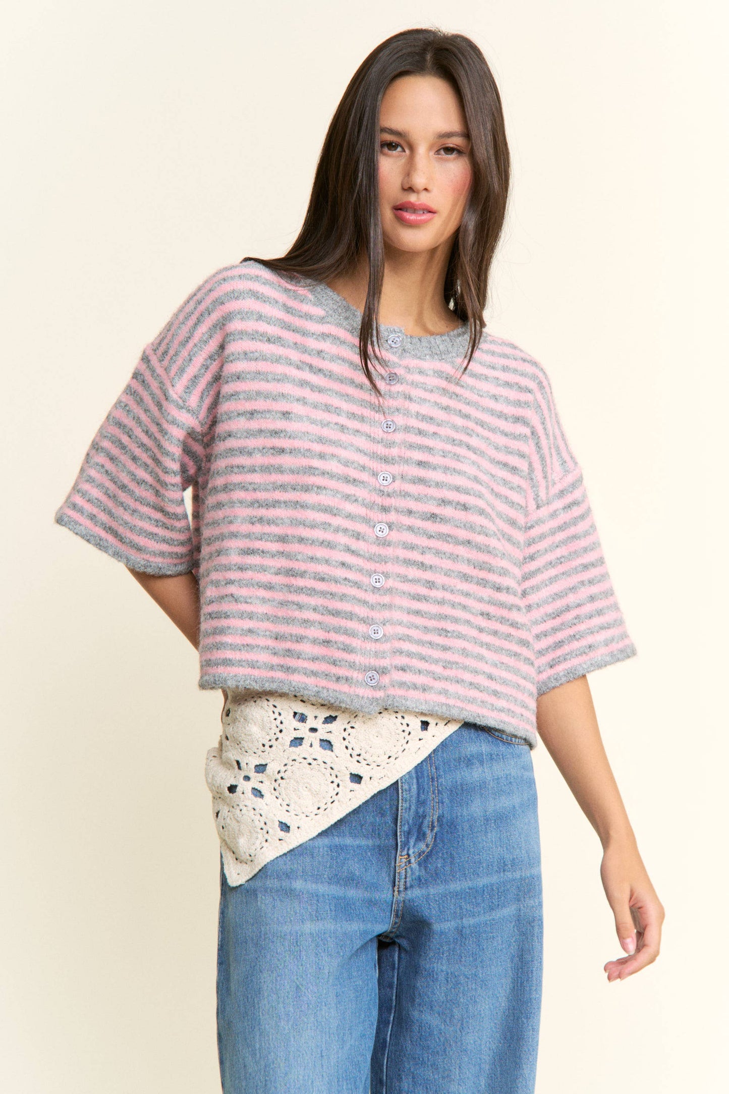 Multi Striped Cropped Soft Knit