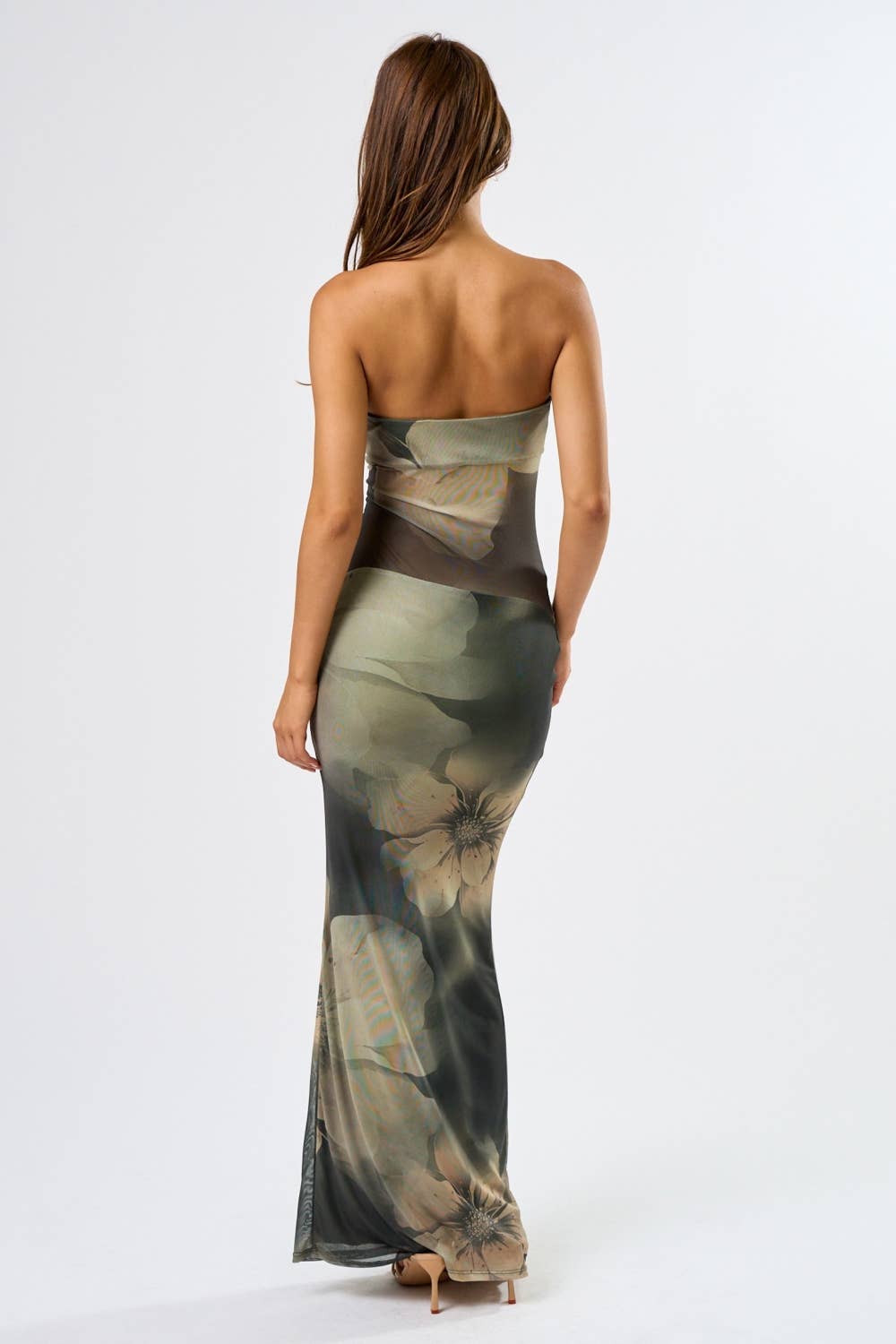Mesh Tube Floral Maxi Dress