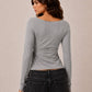 WRAP PLUNGE LONG SLEEVE TOP