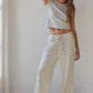 Simple Striped Waist Tie Flare Pants