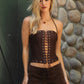 Studded Detail Stretch Strapless Bustier Corset Top