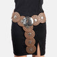 Faux Leather Grommet Disc Chain Belt