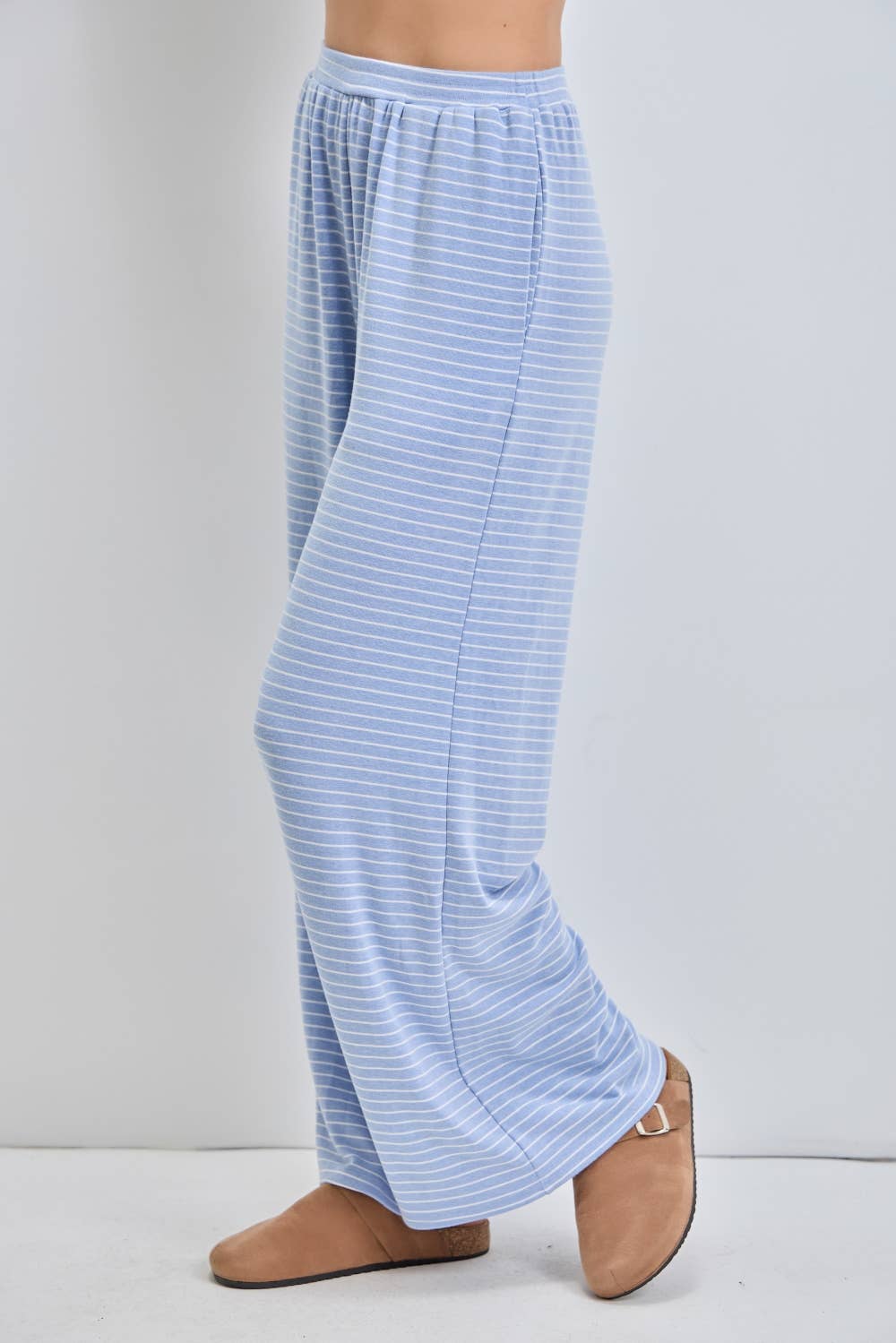 STRIPED ELASTIC WAIST PANTS