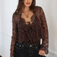 Crochet Embroidered Long Bell Sleeve Top