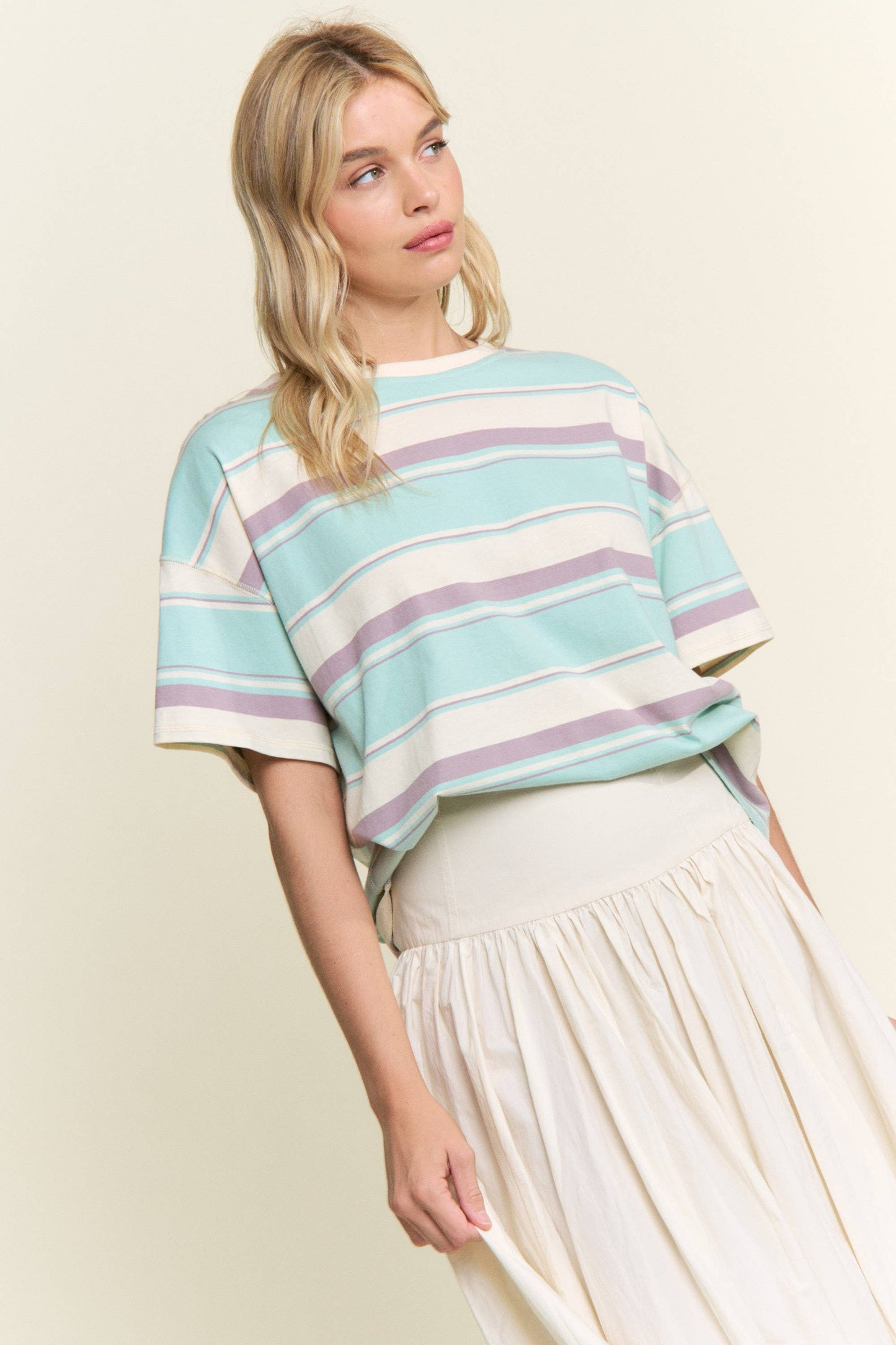 Stripe Oversized Short Sleeve Top
