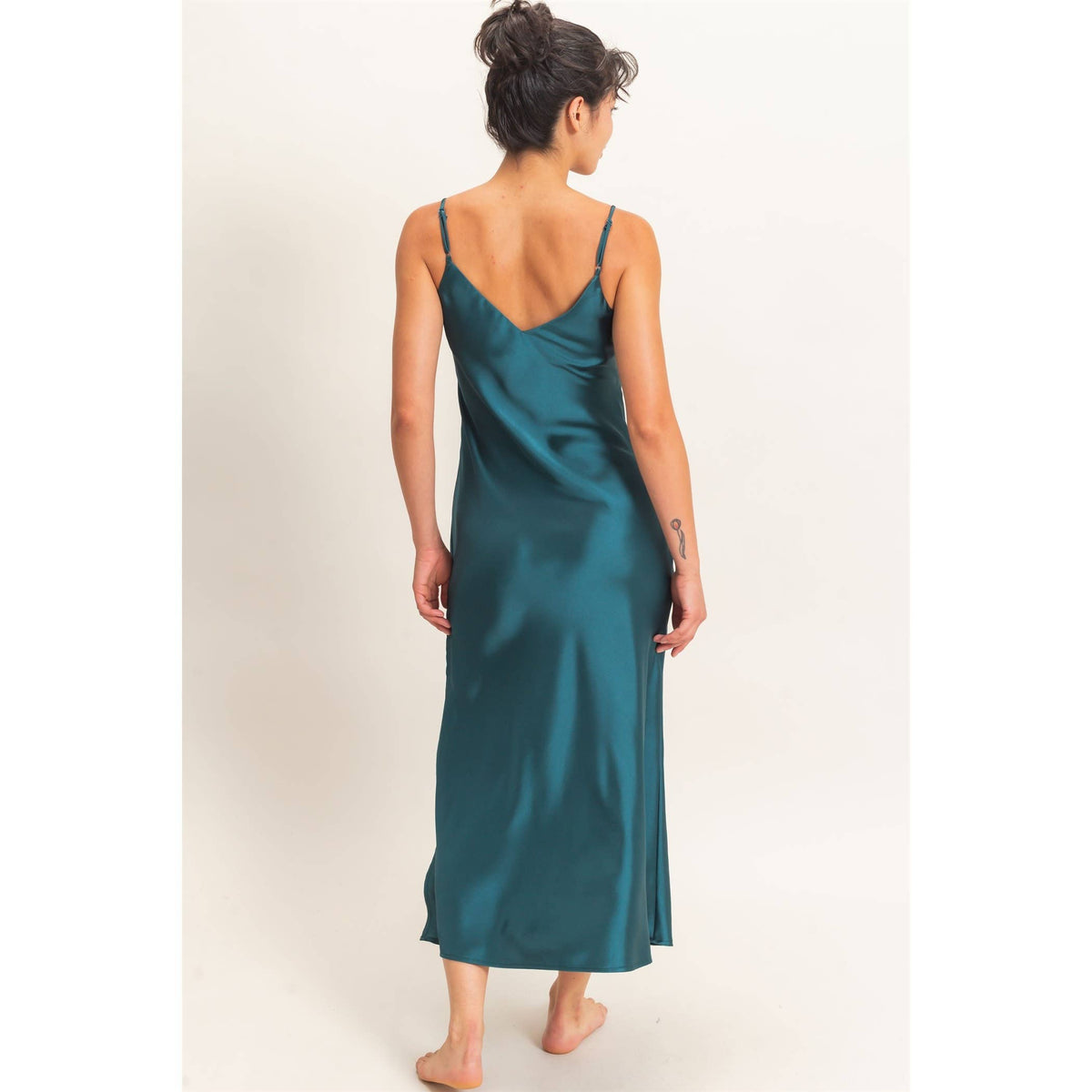 Satin V-Neck Slip Dress