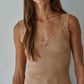 Knit Seamless Ribbed Tank Top with Lace Trim