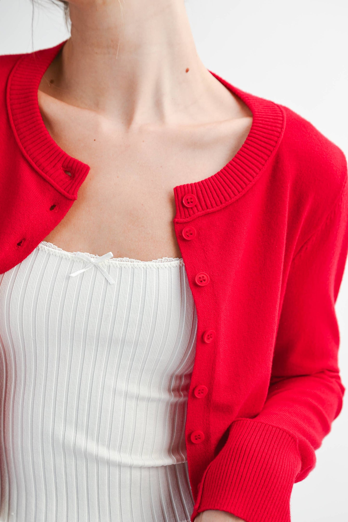 Ribbed Button-Up Knit Cardigan