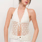 Rosette Crochet Knit Halter Top