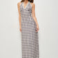 ILSA LACE TRIM PLAID MAXI DRESS
