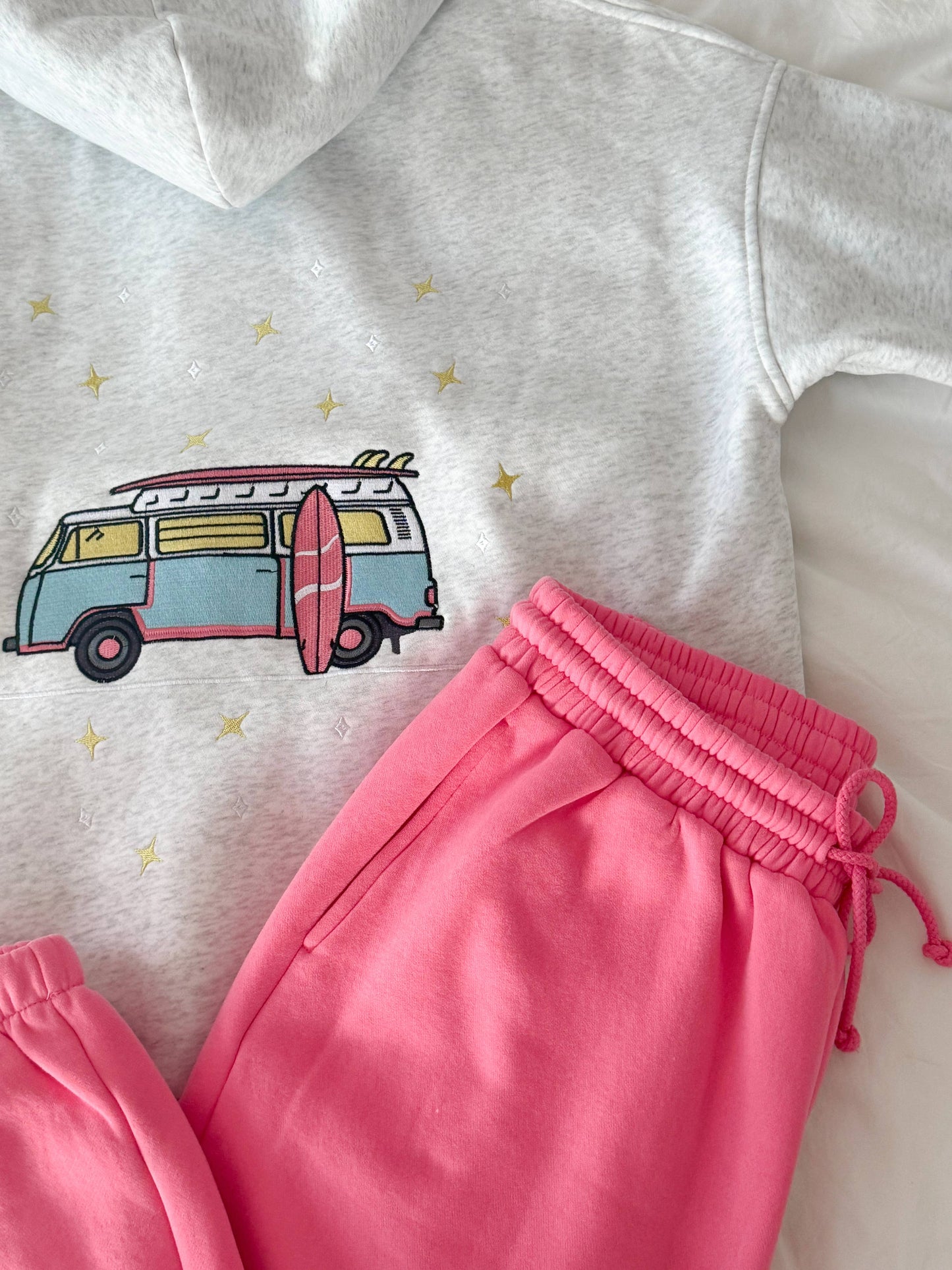 Pearl Grey Van Star Embroider Hoodie
