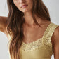 Knit Seamless Ribbed Tank Top with Lace Trim
