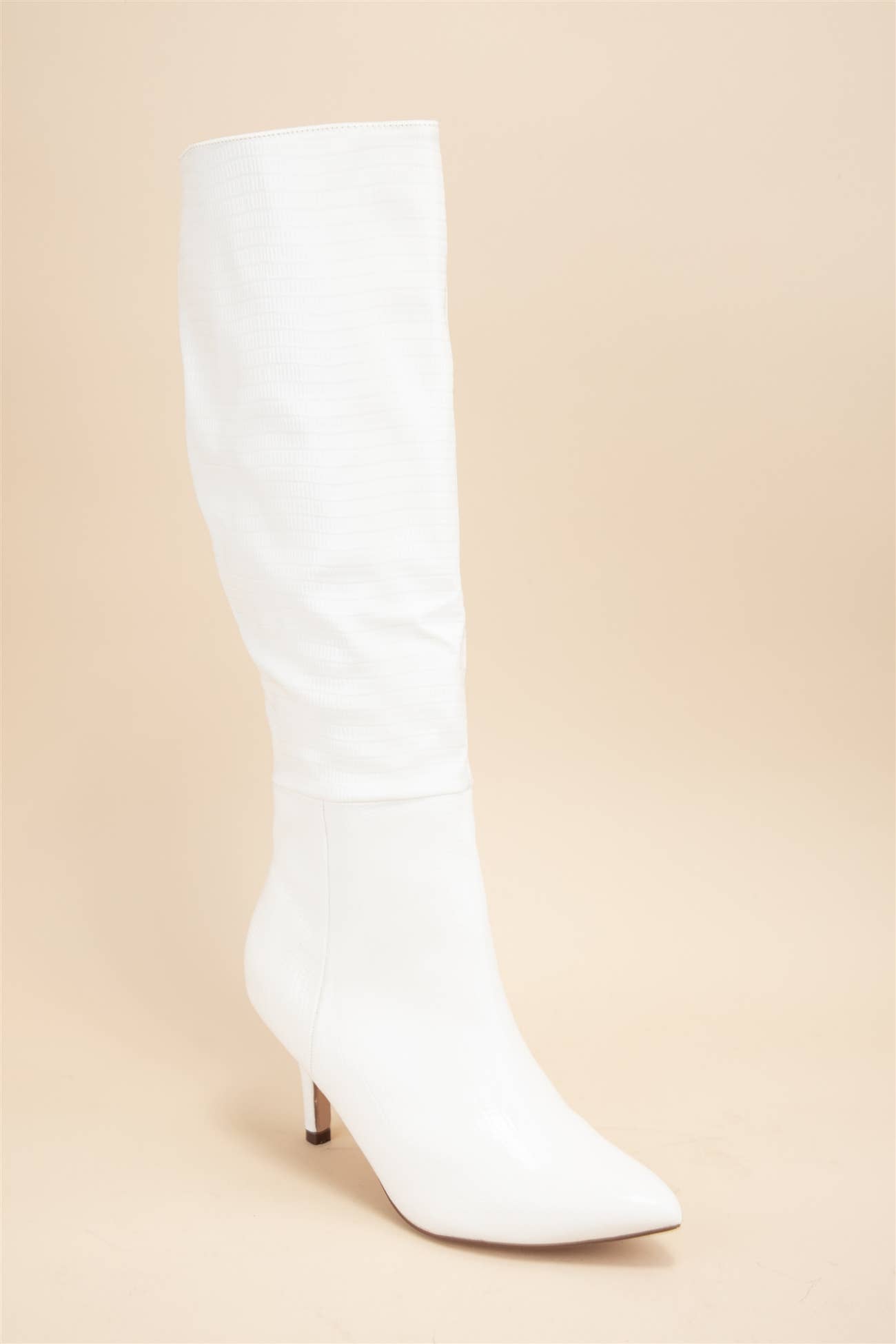 Croc Pattern Patent Finished Pointed Heel Boot