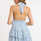CHIFFON HALTER RUFFLE MINI DRESS