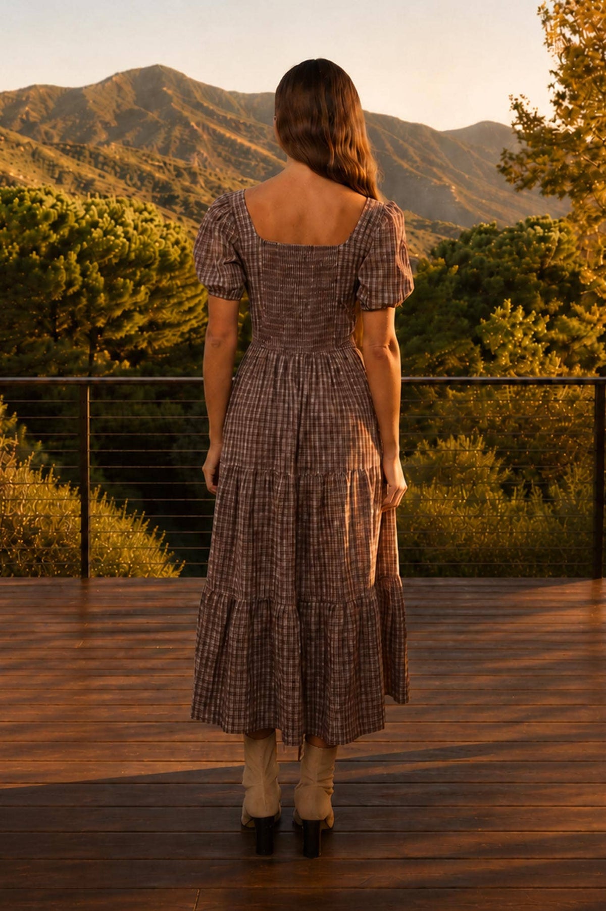 PLAID PUFF SLEEVE DRESS