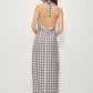 ILSA LACE TRIM PLAID MAXI DRESS