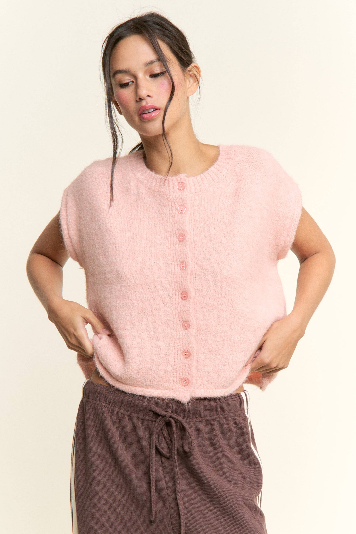 Soft Button-Front Knit Top