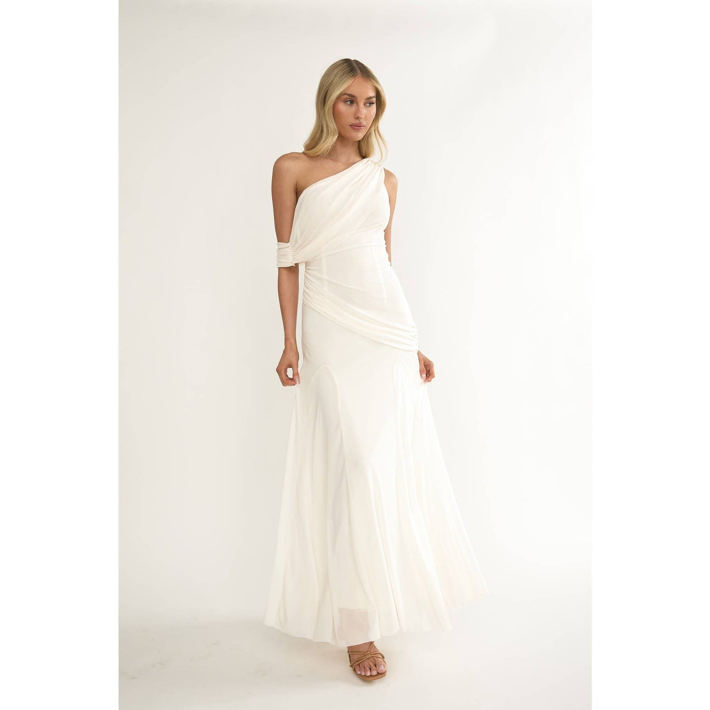 One Shoulder Wrap Maxi Dress