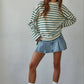 Knit Cotton Striped Crew Neck