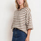 Leah Striped Short Sleeve Cardigan